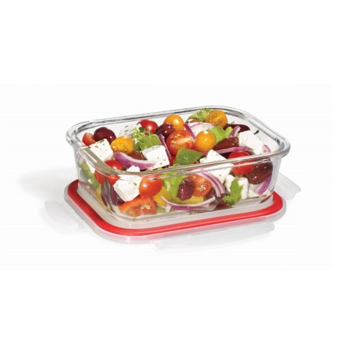 LocknLock - Set of 2 Airtight and Leakproof Glass Containers, 630mL Capacity, Red