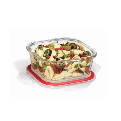 LocknLock - Set of 2 Airtight and Leakproof Glass Containers, 500mL Capacity, Red