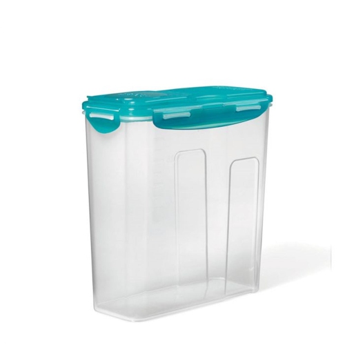 LocknLock - Plastic Container for Cereal, Pasta or Rice, Hinged Lid, 3.9L Capacity, Teal