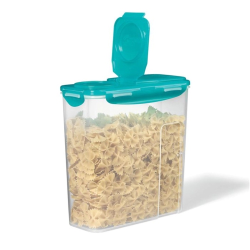 LocknLock - Plastic Container for Cereal, Pasta or Rice, Hinged Lid, 3.9L Capacity, Teal