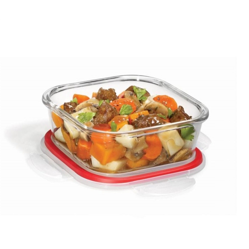 LocknLock - Set of 2 Airtight and Leakproof Glass Containers, 750mL Capacity, Red