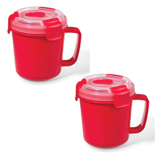 LocknLock - Set of 2 EasyLunch Plastic Soup Containers, 710mL Capacity, Red