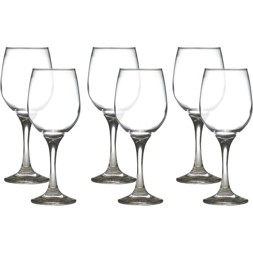 LAV - Set of 6 Stemmed Wine Glasses, 300mL Capacity, Dishwasher Safe