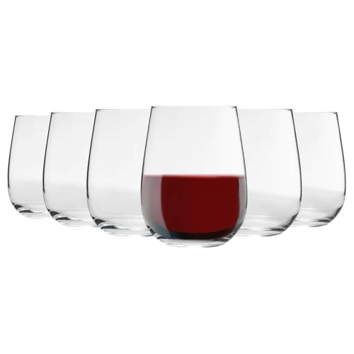 LAV - Set of 6 Gaia Stemless Wine Glasses, 475mL Capacity, Dishwasher Safe