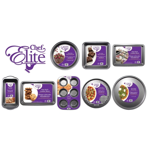 ChefElite - Ensemble de 2 Moules Muffins, Capacité de 12, Antiadhésif, Acier au Carbone