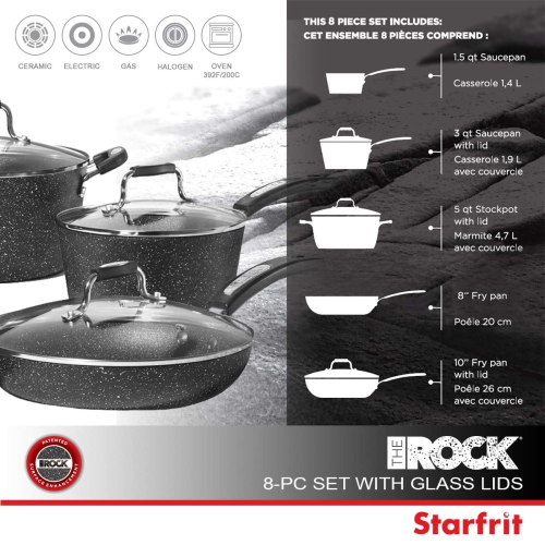 The Rock 8 Piece Non-Stick Cookware Set