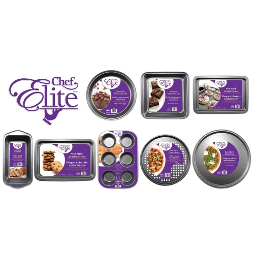 ChefElite - Ensemble de 2 Plaques à Biscuits Rectangle, 15.5"x10", Antiadhésif, Acier au Carbone