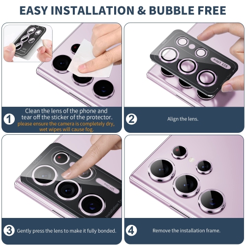 Galaxy S23 Ultra - Samsung Galaxy S23 Ultra Camera Lens Protector, 9H Tempered Glass Camera Cover Screen Protector Metal Individual Ring for Samsung