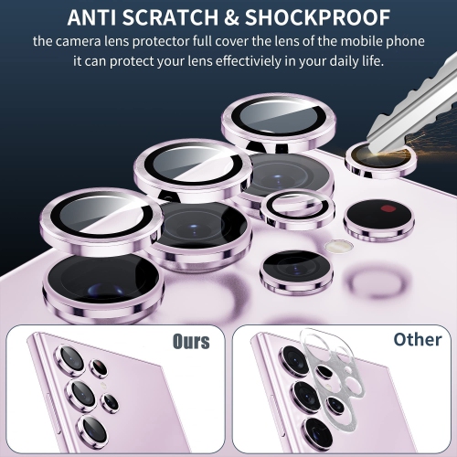 Galaxy S23 Ultra - Samsung Galaxy S23 Ultra Camera Lens Protector, 9H Tempered Glass Camera Cover Screen Protector Metal Individual Ring for Samsung