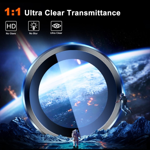 Camera Lens Protector for Samsung Galaxy S23 Ultra, 9H Tempered Glass Camera Cover Metal Individual Ring Installation Tray Removal tool - Phantom
