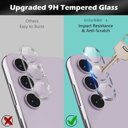 3 Pack Camera Lens Proetctor Compatible with Samsung Galaxy S23 / S23 Plus Tempered Glass, 9H Hardness & Ultra HD, Anti-Scratch, Easy to Install for