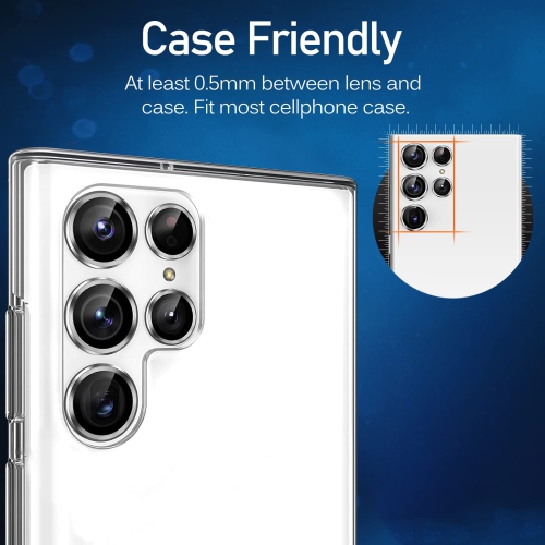 Camera Lens Protector for Samsung Galaxy S23 Ultra 6.8'' 5G, Ultra-Thin Tempered Glass with Aluminum Edge,Scratch-Proof Alloy Camera Cover Protection