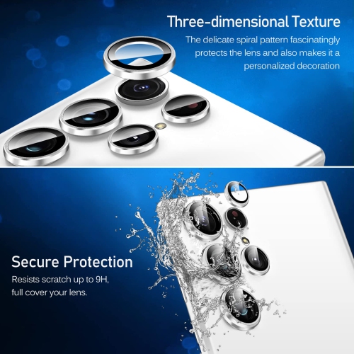 Camera Lens Protector for Samsung Galaxy S23 Ultra 6.8'' 5G, Ultra-Thin Tempered Glass with Aluminum Edge,Scratch-Proof Alloy Camera Cover Protection
