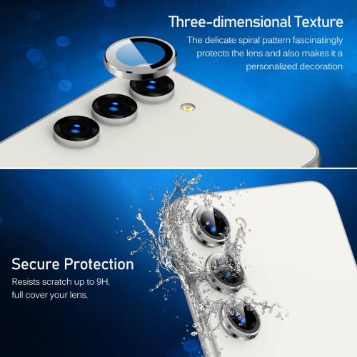 Camera Lens Protector for Samsung Galaxy S23 6.1'' &S23 Plus 6.6'', Ultra-Thin Tempered Glass with Aluminum Edge,Alloy Camera Cover Protection Silver