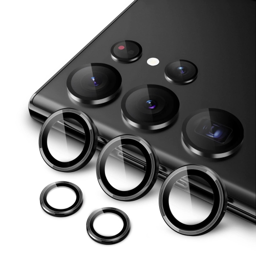 Camera Lens Protector for Samsung Galaxy S23 Ultra 5G 6.8-Inch, 9H Tempered Glass Metal Individual Ring Cover, Easy Installation Tray, HD Clear, Set