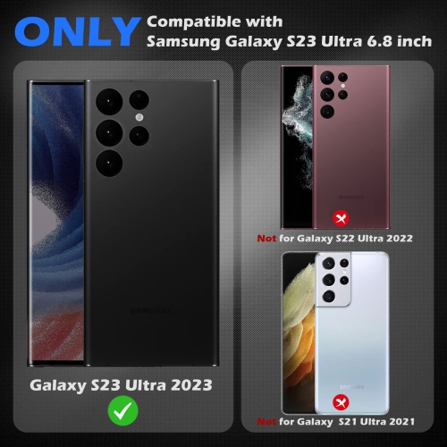 3+2 for Sansung Galaxy S23 Ultra Camera Lens Protector, Bling Diamond HD Tempered Glass Aluminum Alloy Ring, Back Screen Camera Cover Film for S23u