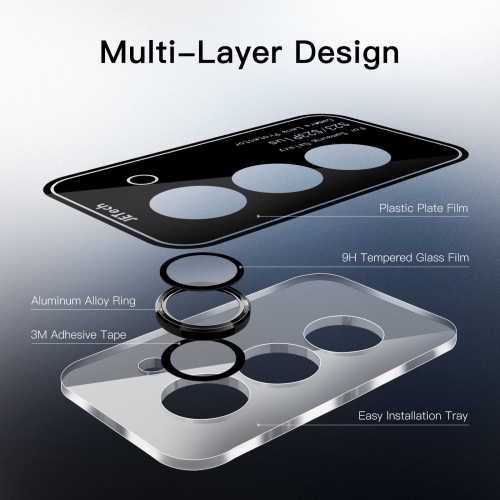 Camera Lens Protector for Samsung Galaxy S23 5G 6.1-Inch / S23 Plus 5G 6.6-Inch, 9H Tempered Glass Metal Individual Ring Cover, Easy Installation