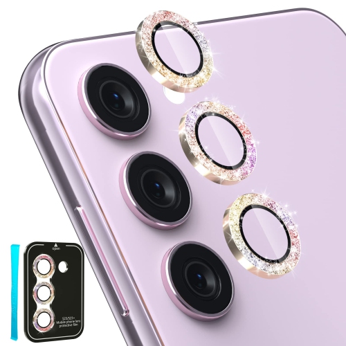 3 Pcs for Samsung Galaxy S23 / S23+ Camera Lens Protector, 9H Tempered Glass + Aluminum Alloy Metal Individual Lens Screen Protective Ring for S23 /