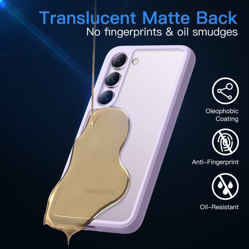 5 in 1 Matte Case for Samsung Galaxy S23+ Plus 6.6-Inch with 2 Screen Protector and 2 Camera Lens Protector, Translucent Back Protective Phone Cover,