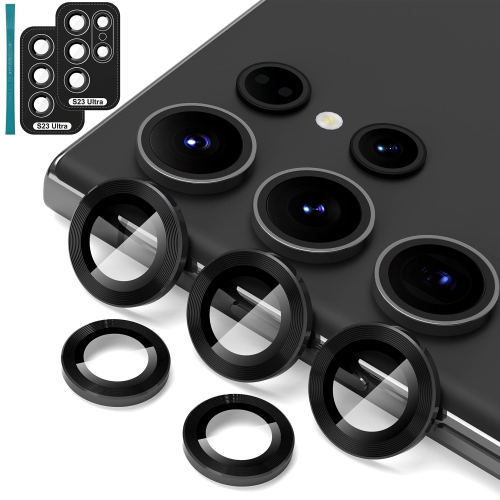 2 protecteurs d’objectif pour Galaxy S23 Ultra de Samsung, protecteur d’objectif en verre trempé pour Galaxy S23 Ultra 5G 6.8 po de Samsung; CD - Noir