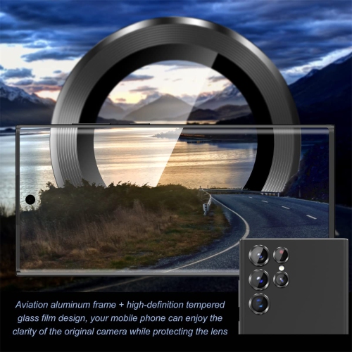 2 protecteurs d’objectif pour Galaxy S23 Ultra de Samsung, protecteur d’objectif en verre trempé pour Galaxy S23 Ultra 5G 6.8 po de Samsung; CD - Noir