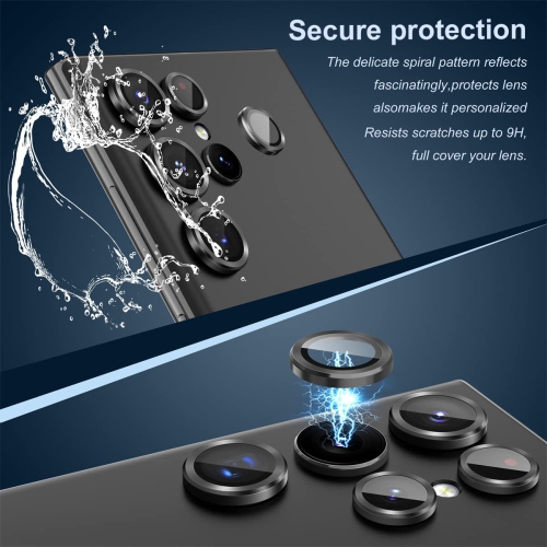 2 protecteurs d’objectif pour Galaxy S23 Ultra de Samsung, protecteur d’objectif en verre trempé pour Galaxy S23 Ultra 5G 6.8 po de Samsung; CD - Noir