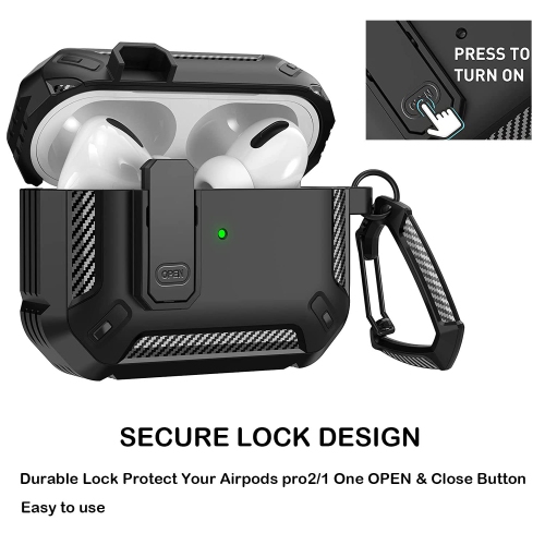 Designed for Apple AirPods Pro 2nd Generation Case, Rugged Protection Shockproof Airpods Pro 2 Case Cover.(Black)