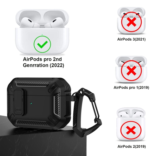 Designed for Apple AirPods Pro 2nd Generation Case, Rugged Protection Shockproof Airpods Pro 2 Case Cover.(Black)