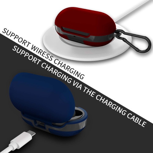 2 Pack Silicone Case Cover for Galaxy Buds Case 2019/Galaxy Buds + Plus Case 2020, with Carabiner, Anti-Lost & Shockproof Soft Skin Accessories for