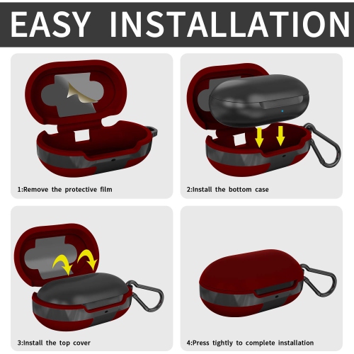 2 Pack Silicone Case Cover for Galaxy Buds Case 2019/Galaxy Buds + Plus Case 2020, with Carabiner, Anti-Lost & Shockproof Soft Skin Accessories for