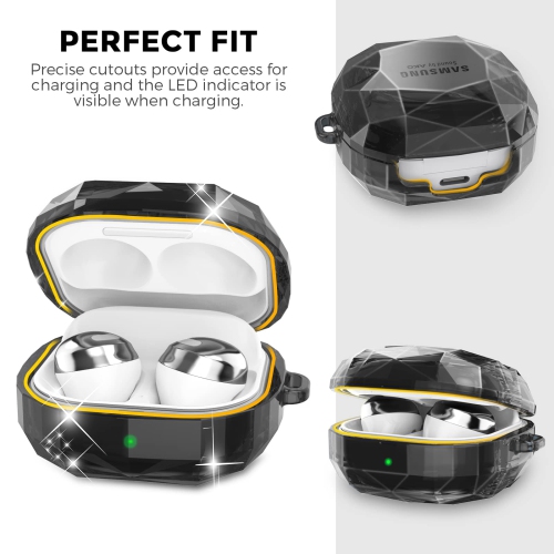 Samsung Galaxy Buds 2 Pro Case/Buds Pro Case/Buds Live Case/Buds 2 Case Hard PC Shockproof Case Crystal Shape Protective Cover with Keychain