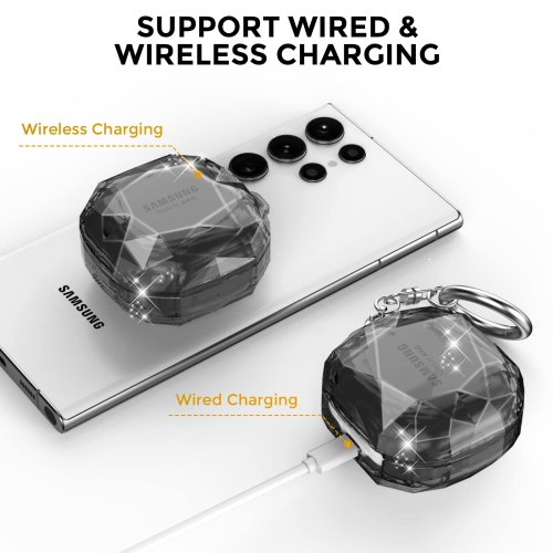 Samsung Galaxy Buds 2 Pro Case/Buds Pro Case/Buds Live Case/Buds 2 Case Hard PC Shockproof Case Crystal Shape Protective Cover with Keychain