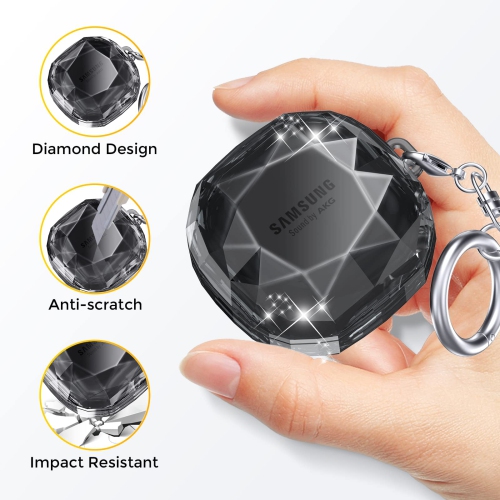 Samsung Galaxy Buds 2 Pro Case/Buds Pro Case/Buds Live Case/Buds 2 Case Hard PC Shockproof Case Crystal Shape Protective Cover with Keychain
