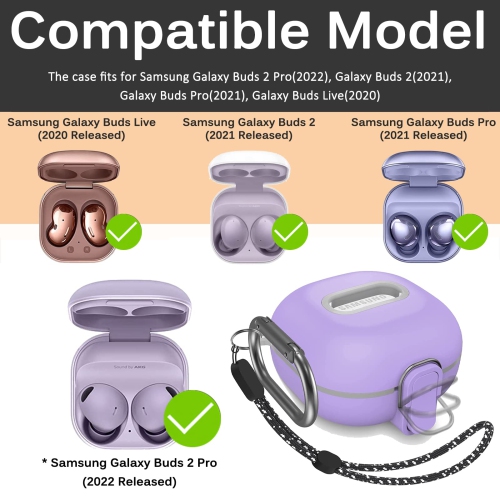 Samsung Galaxy Buds 2 Pro Case, Galaxy Buds Pro Case, Galaxy Buds 2 Case, Galaxy Buds Live Case, Premium TPU Shockproof Full Body Protection Cover