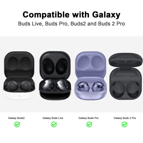 Silicone Case Compatible with Samsung Galaxy Buds 2 Case / Galaxy Buds 2 Pro Case (2021) / Galaxy Buds Live Case (2020) (Black)