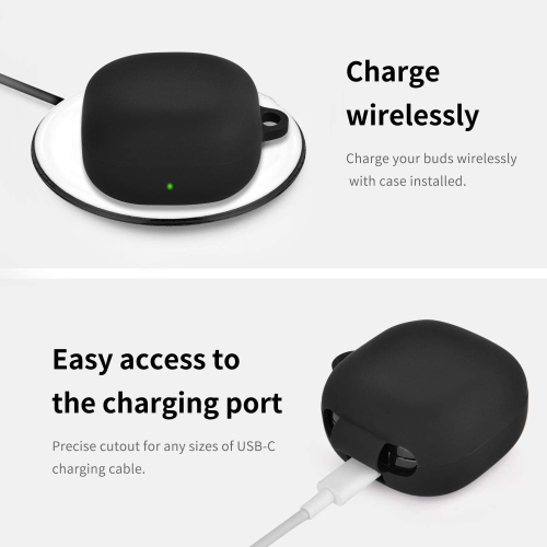 Silicone Case Compatible with Samsung Galaxy Buds 2 Case / Galaxy Buds 2 Pro Case (2021) / Galaxy Buds Live Case (2020) (Black)