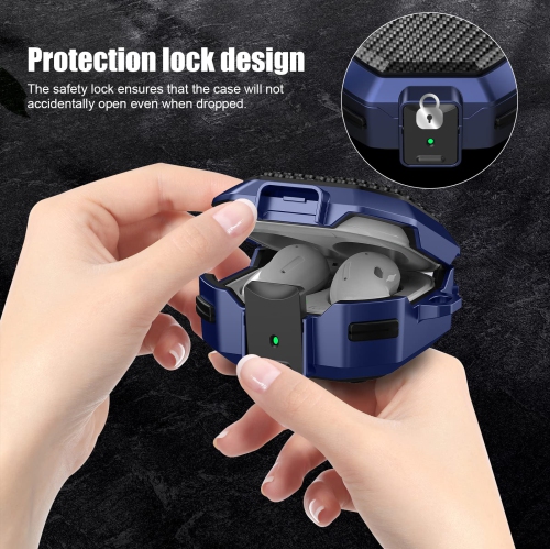 for Galaxy Buds Pro Case/Galaxy Buds 2 Pro Case/Galaxy Buds 2 Case/Galaxy Buds Live Case with Lock, Carbon Fiber Shockproof Cover for Galaxy Buds Pro