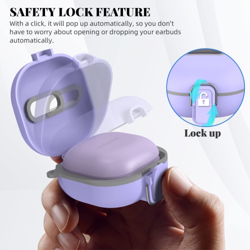 Secure Lock Case for Samsung Galaxy Buds 2 Pro/Galaxy Buds 2/Galaxy Buds Pro/Galaxy Buds Live, WOFRO Shock-Absorbing Protective Cover TPU Hard