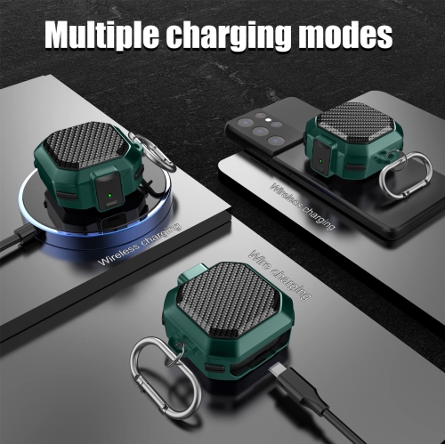 Galaxy Buds Pro Case/Galaxy Buds 2 Pro Case/Galaxy Buds 2 Case/Galaxy Buds Live Case with Lock, Carbon Fiber Shockproof Cover for Galaxy Buds Pro