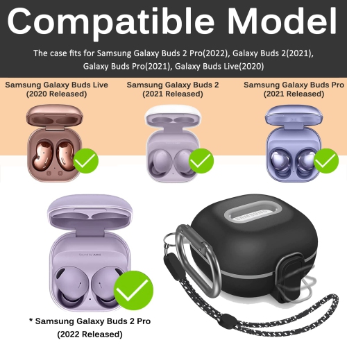 Samsung Galaxy Buds 2 Pro Case, Galaxy Buds Pro Case, Galaxy Buds 2 Case, Galaxy Buds Live Case, Premium TPU Shockproof Full Body Protection Cover