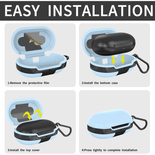 2 Pack Silicone Case Cover for Galaxy Buds Case 2019/Galaxy Buds + Plus Case 2020, with Carabiner, Anti-Lost & Shockproof Soft Skin Accessories for