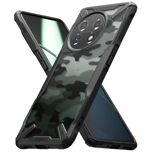 Fusion-X Military Design compatible avec l’étui OnePlus 11 5G, Camouflage rigide/antichoc/protection avancée contre les chocs - Camouflage noir