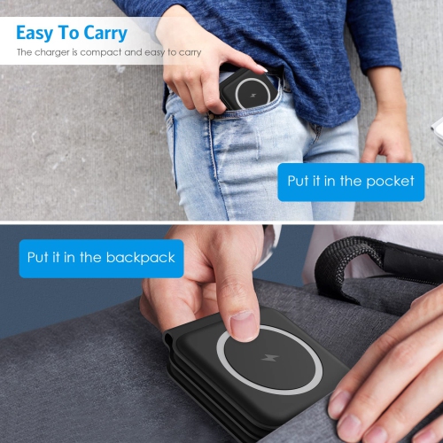 Wireless Charger 3 in 1, Travel Magnetic Foldable Wireless Charging Pad for Multiple Apple Devices, Compatible with iPhone 14/Pro/Max/Plus/13/12,