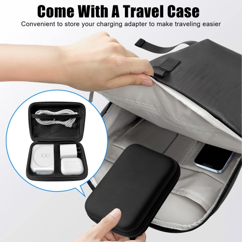 Wireless Charger 3 in 1 with Adapter and Travel Case,Fast Wireless Charging Station,Wireless Charging Pad Compatible with iPhone 14/13/12/11