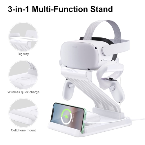 NIUVR 3in1 Enhanced Charging Dock VR Accessories Station Compatible with Meta/Oculus Quest 2 Quest 1 Rift S HTC Vive Cosmos Valve Index etc. Supports