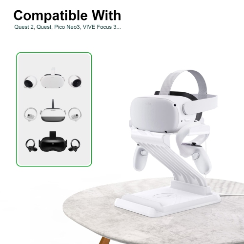 NIUVR 3in1 Enhanced Charging Dock VR Accessories Station Compatible with Meta/Oculus Quest 2 Quest 1 Rift S HTC Vive Cosmos Valve Index etc. Supports