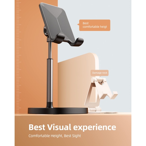 Cell Phone Stand, Angle Height Adjustable Phone iPAD Stand for Desk, Thick Case Friendly iPhone Holder Stand for Desk, Compatible with All Mobile