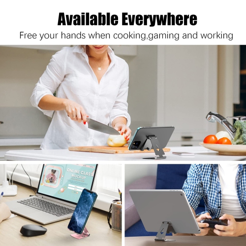 2Pack Cell Phone Stand for Angle Height Adjustable Desk Sturdy Aluminum Metal Phone Holder for iPhone,Ipad, Mobile Phone, All Android