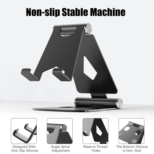 2Pack Cell Phone Stand for Angle Height Adjustable Desk Sturdy Aluminum Metal Phone Holder for iPhone,Ipad, Mobile Phone, All Android