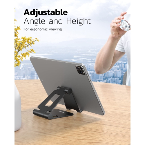 Adjustable Foldable Phone Stand Dock Cradle for iPhone 16 Pro Max 15 14 13 12 11 Xs Xr X 8 7 SE, iPad Mini, Galaxy S25 S24 S23 S22, Tablets 7-10",